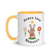 Peace Love Bunnies Mug With Color Inside