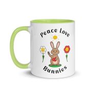 Peace Love Bunnies Mug With Color Inside