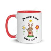 Peace Love Bunnies Mug With Color Inside