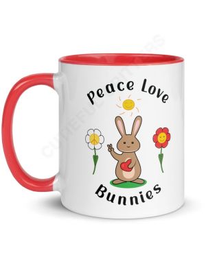 Peace Love Bunnies Mug With Color Inside