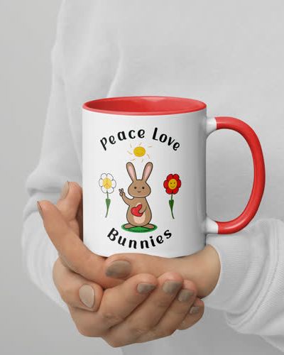 Peace Love Bunnies Mug With Color Inside