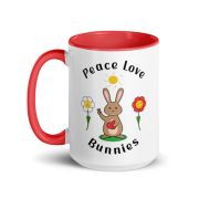 Peace Love Bunnies Mug With Color Inside