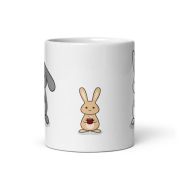 3 Bunnies With Coffee White Glossy Mug