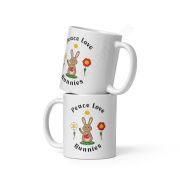 Peace Love Bunnies White Glossy Mug