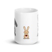 3 Bunnies With Coffee White Glossy Mug