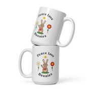 Peace Love Bunnies White Glossy Mug