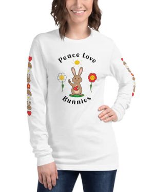 Peace Love Bunnies Unisex Long Sleeve Tee