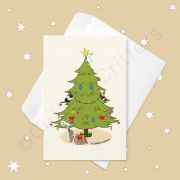 Hoppy little bunnies make the Christmas tree smile Greeting card